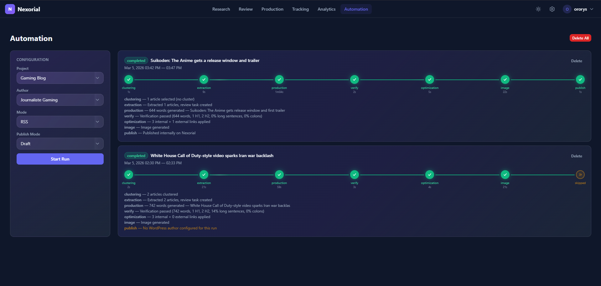 Nexorial Flow — Pipeline d'automatisation complet