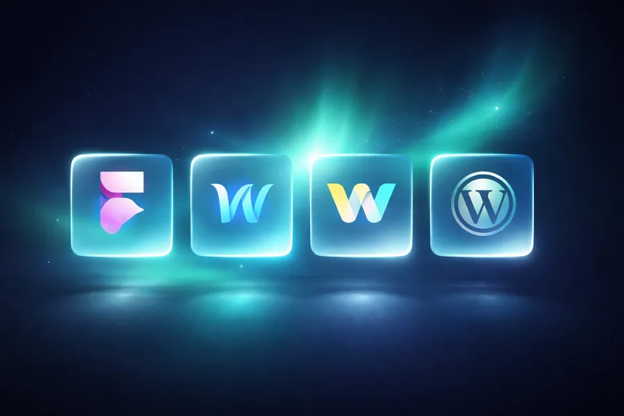 comparatif plateformes ia creation site web framer webflow wix wordpress